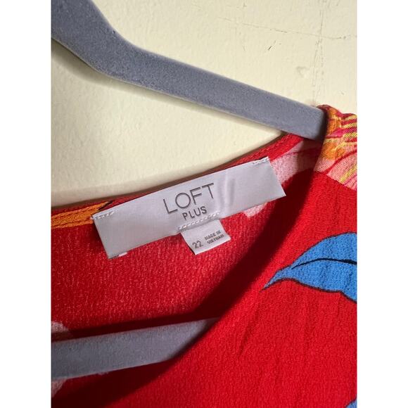 Loft Plus Red Floral Dress w/slit Size 22 - Picture 3 of 6